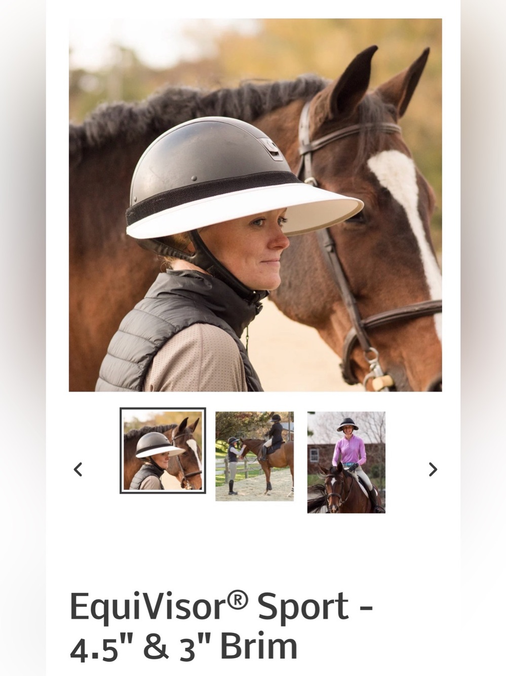 EquiVisor Sport Helmet Equestrian horse riding Visor in White
